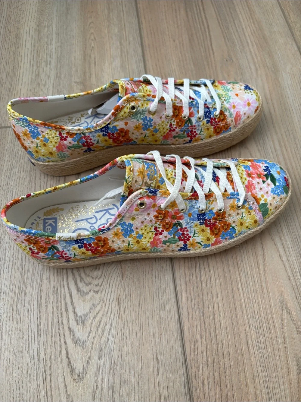 Keds x Rifle Paper Co. Margaux Triple Kick Jute Sole Sneakers SZ 10 Summery Boho